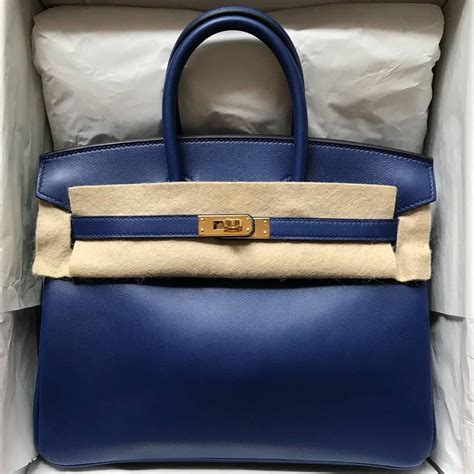 HERMES Tadelakt Birkin 25 Bleu Saphir 